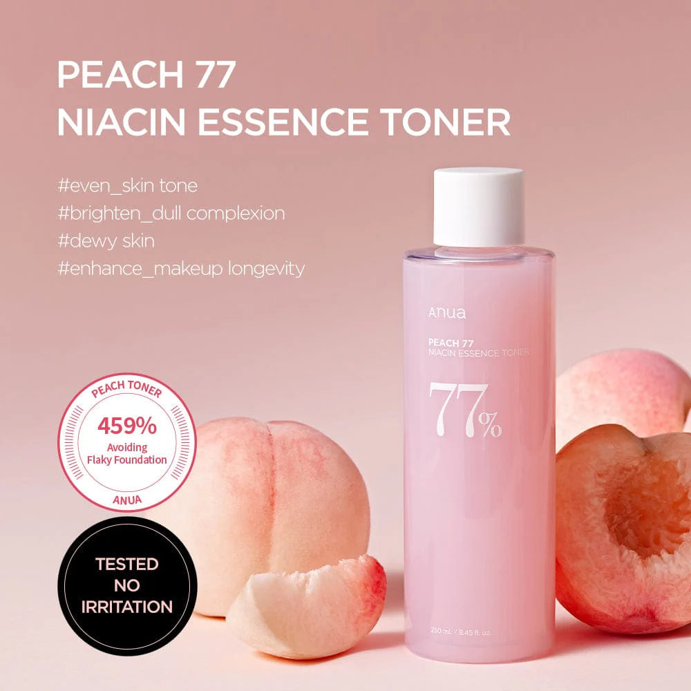 Anua Peach 77 Niacin Essence Toner Brightening Toner, Glass Skin 250ml
